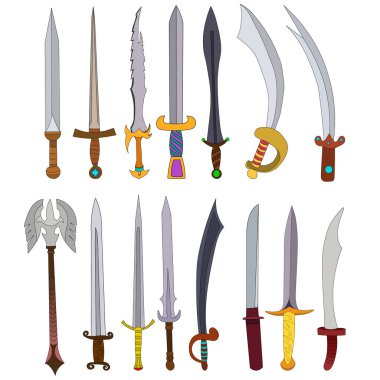 vektör, izole, beyaz arkaplan, kılıç, kılıç, set