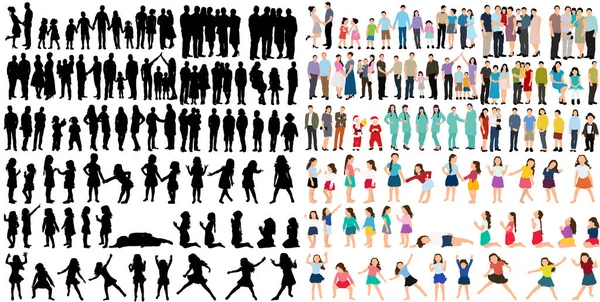 collection of people silhouettes, isometric people, isolated