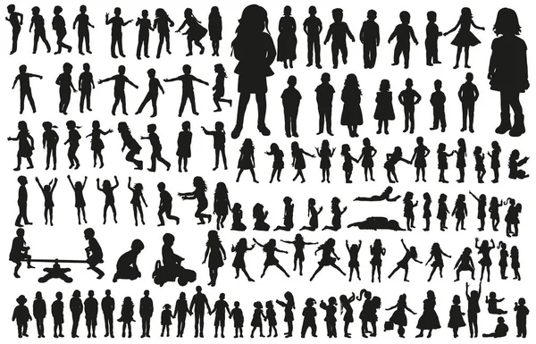 Grande Collection Silhouettes Enfants — Image vectorielle