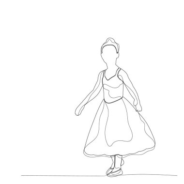 Çizgilerle çizim dans eden küçük kız balerin, bale