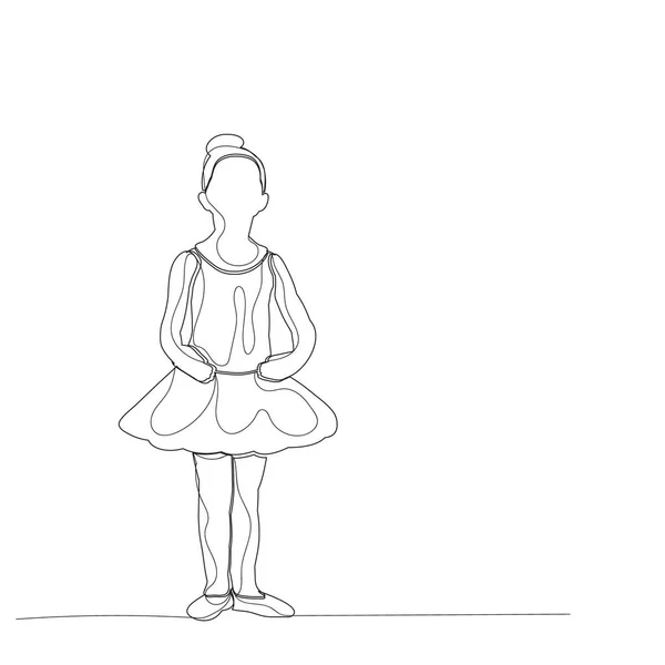 Isoliert Skizze Mit Linien Tanzenden Kleinen Mädchen Ballerina — Stockvektor