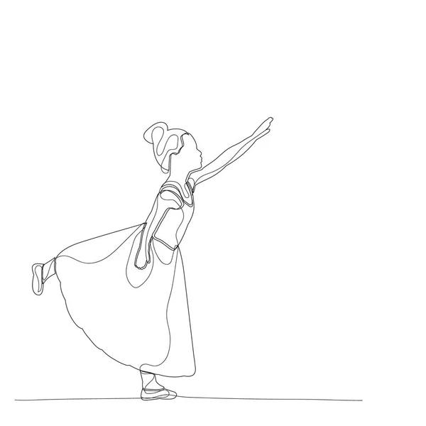 Изолированный Эскиз Линиями Танцующая Маленькая Балетная Девочка — стоковый вектор
