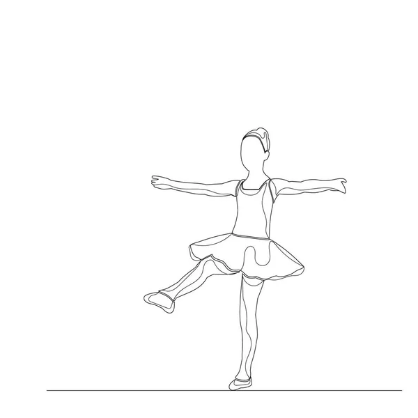 Вектор Изолированный Эскиз Линиями Танцующая Маленькая Балетная Девочка — стоковый вектор