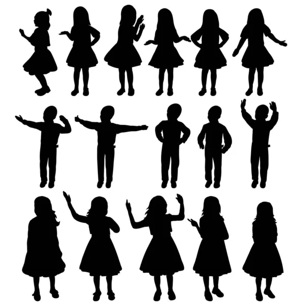 Vecteur Enfants Isolés Silhouette Enfant Set — Image vectorielle