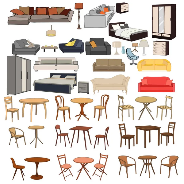 Set Collection Furniture Home — Stock Vector