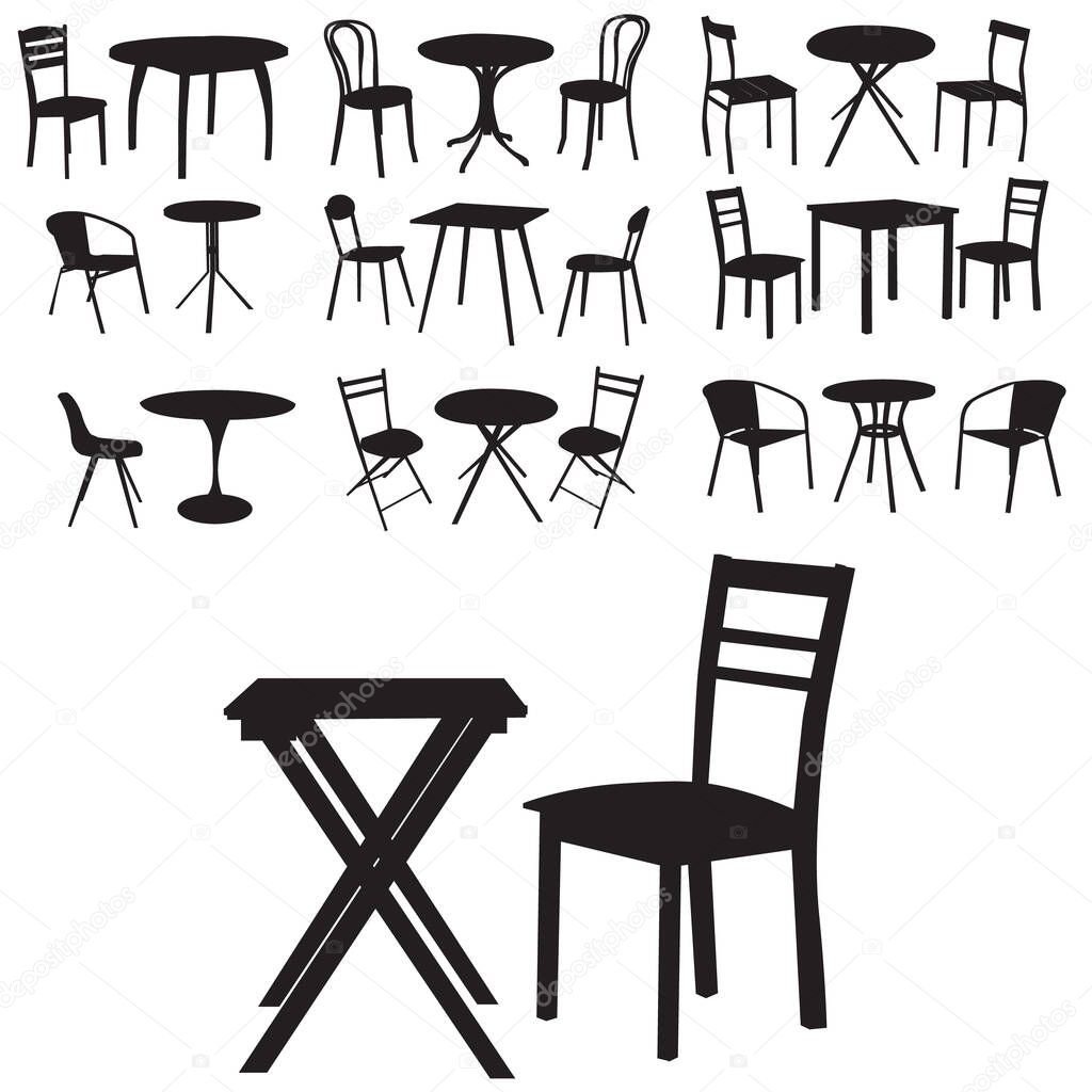  table and chair set of silhouettes
