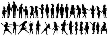 Silüet çocuklar, tatil