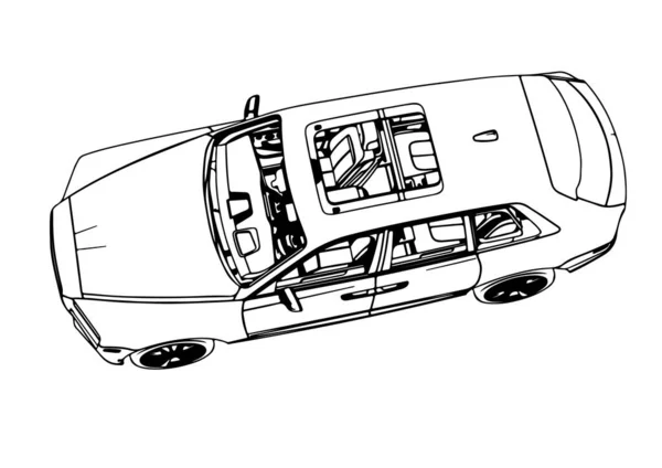 Croquis Vecteur Voiture Tout Terrain Suv — Image vectorielle