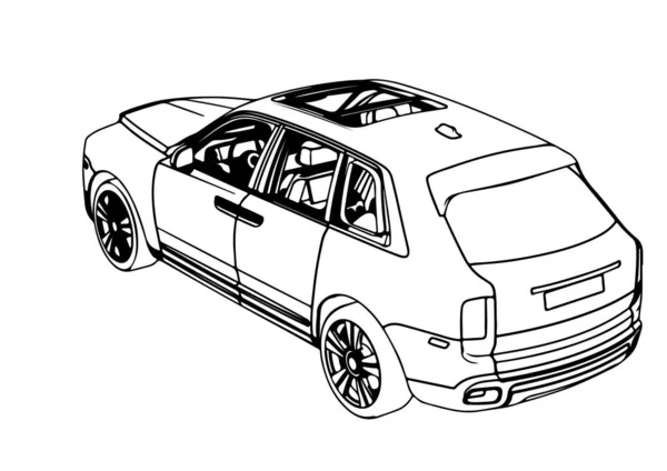 Croquis Vecteur Voiture Tout Terrain Suv — Image vectorielle