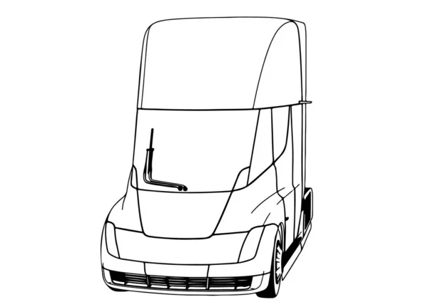 Schizzo Vettore Camion Moderno — Vettoriale Stock