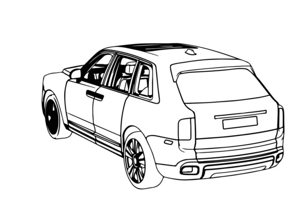 Croquis Vecteur Voiture Tout Terrain Suv — Image vectorielle