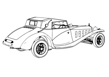 eskiz retro araba vektörü