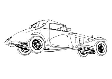 eskiz retro araba vektörü