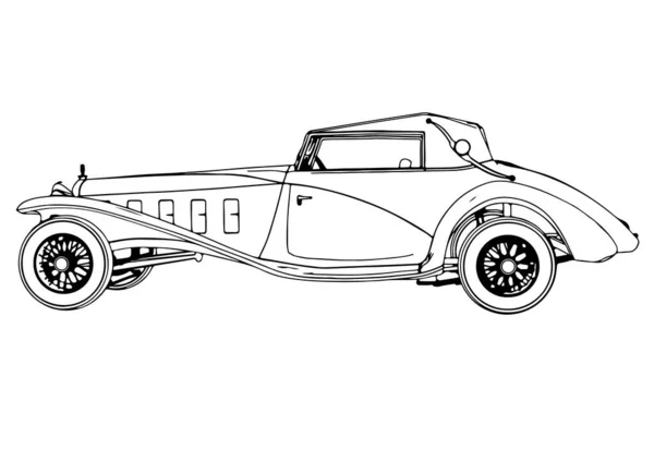 Bosquejo Retro Coche Vector — Vector de stock