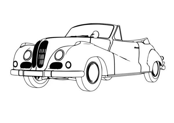 Sketch Sport Rétro Voiture Vecteur — Image vectorielle