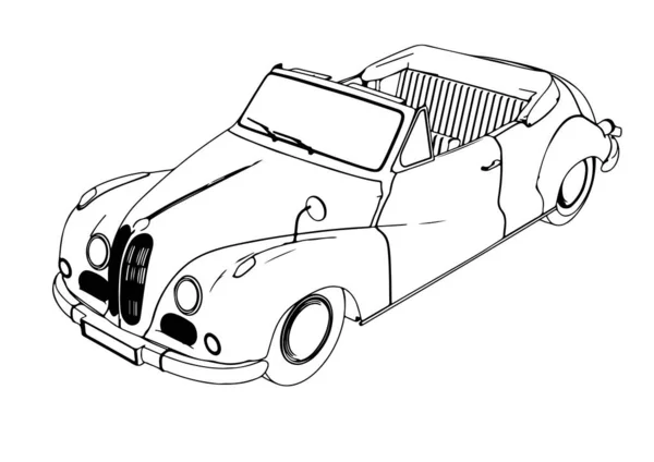 Sketch Sport Rétro Voiture Vecteur — Image vectorielle