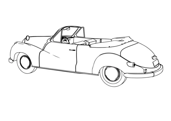 Sketch Sport Rétro Voiture Vecteur — Image vectorielle