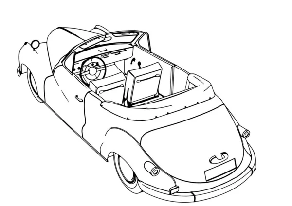 Sketch Sport Rétro Voiture Vecteur — Image vectorielle