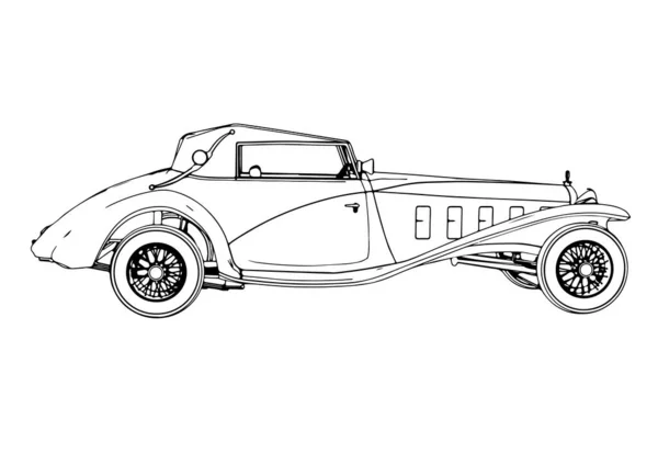 Bosquejo Retro Coche Vector — Vector de stock