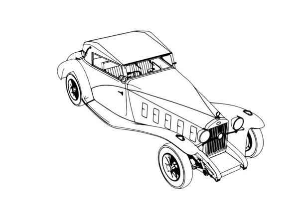 Ескіз Ретро Автомобіль Вектор — стоковий вектор