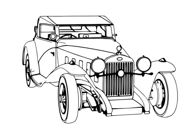 Croquis Vecteur Voiture Rétro — Image vectorielle