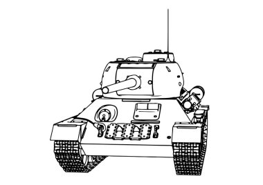 Rus tankı çizim vektörü 