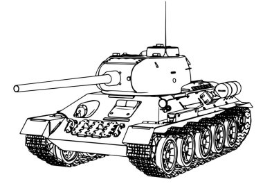 Rus tankı çizim vektörü 