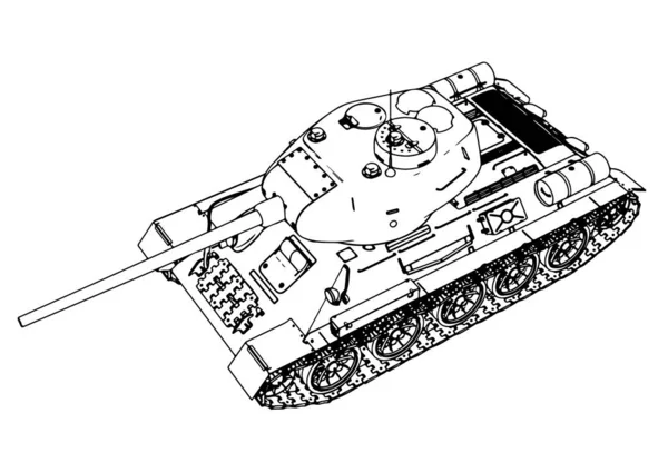 Russischer Panzerskizzenvektor — Stockvektor