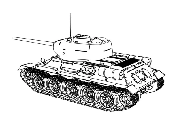 Orosz Tank Vázlat Vektor — Stock Vector