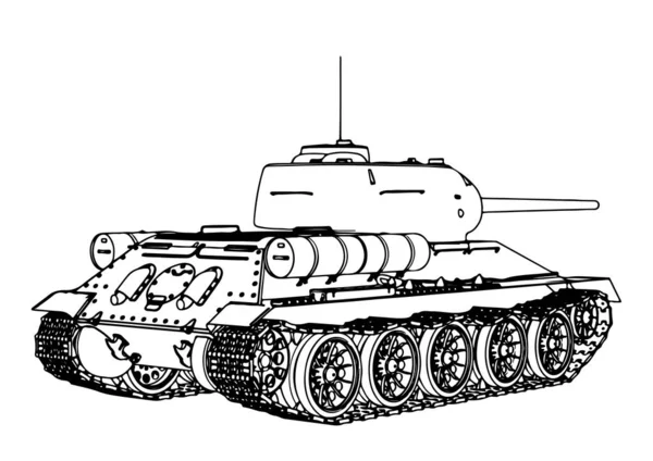 Rus Tankı Çizim Vektörü — Stok Vektör