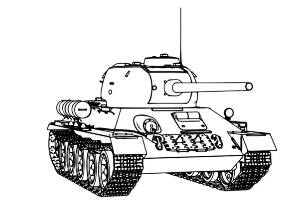 Russian Tank Sketch Vector — Stock Vector