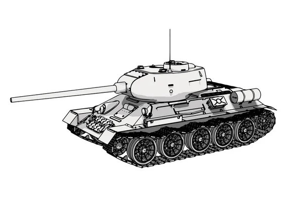 Vector Tanque Ruso Sobre Fondo Blanco — Vector de stock