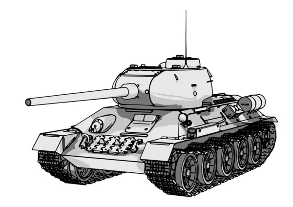 Russische Tank Vector Een Witte Achtergrond — Stockvector