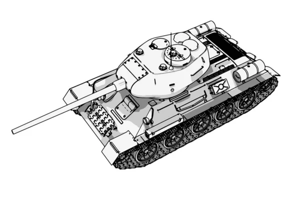 白い背景のロシア戦車のベクトル — ストックベクタ