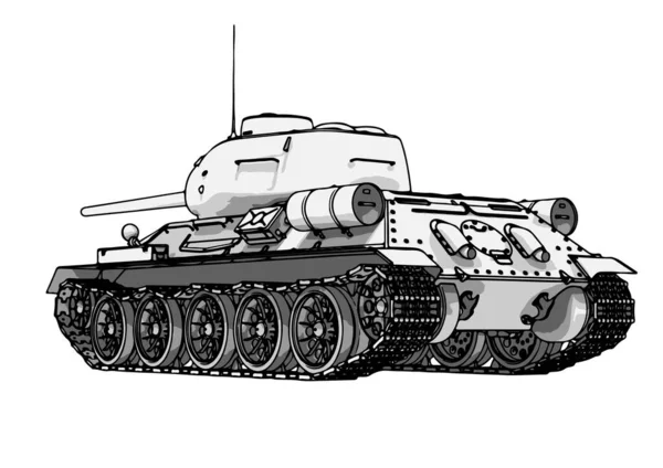 Vector Tanque Ruso Sobre Fondo Blanco — Archivo Imágenes Vectoriales