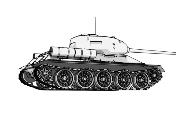 Vector Tanque Ruso Sobre Fondo Blanco — Vector de stock