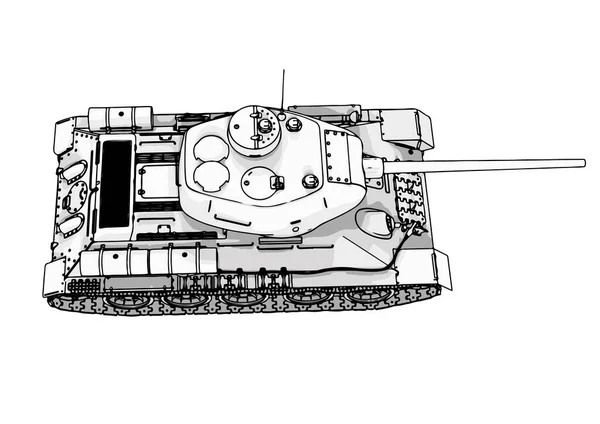 Russische Tank Vector Een Witte Achtergrond — Stockvector