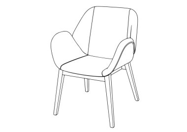 Beyaz arkaplan üzerinde taslak sandalye vektörü