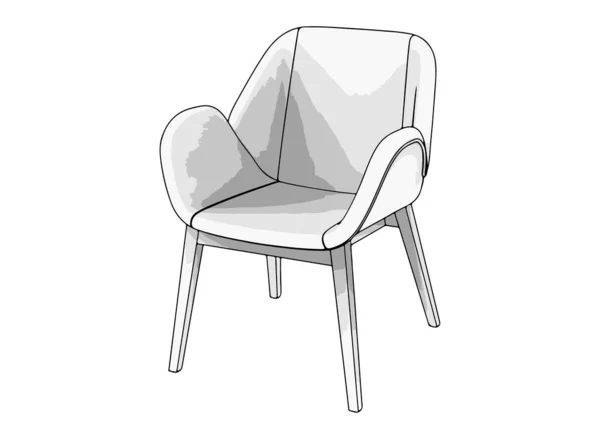 Croquis Vecteur Chaise Sur Fond Blanc — Image vectorielle