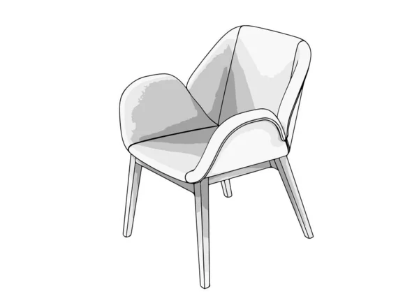 Croquis Vecteur Chaise Sur Fond Blanc — Image vectorielle