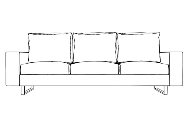 Vector Sketch Sofa White Background — Stock Vector