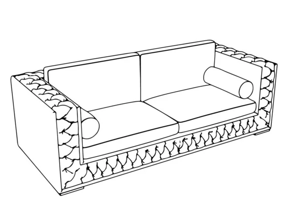 Esboço Vetor Sofá Fundo Branco — Vetor de Stock