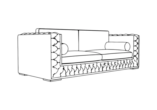 Boceto Sofá Vector Sobre Fondo Blanco — Vector de stock