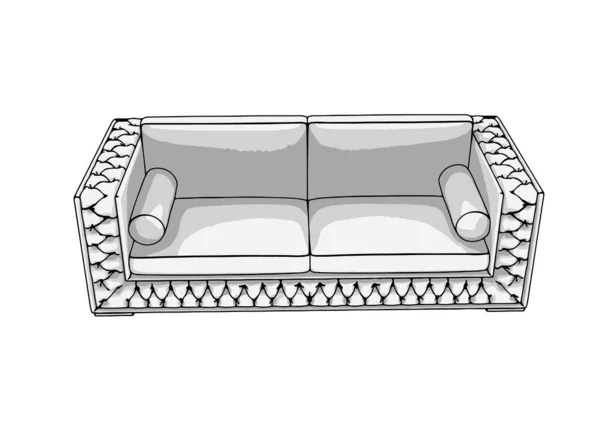 白色背景上的沙发矢量草图 — 图库矢量图片