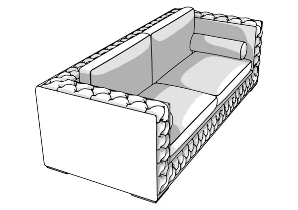Skizze Des Couchvektors Auf Weißem Hintergrund — Stockvektor