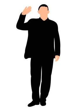  Bir iş adamının izole edilmiş silueti duruyor, siyah.