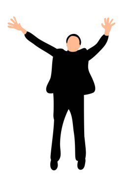 Atlayan bir iş adamının vektör izole silueti