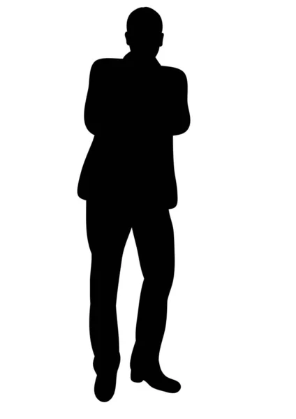 Silhouette Homme Debout Noir — Image vectorielle
