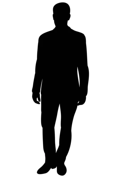 Isolated Silhouette Man Standing Black — Stock Vector