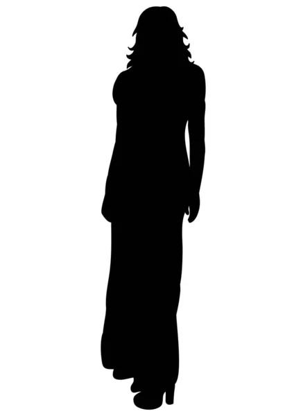 Vektor Isoliertes Mädchen Langen Kleid — Stockvektor